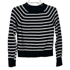 Banana Republic Blue White Rolled Neck Pullover Cotton Knit Sweater XS‎